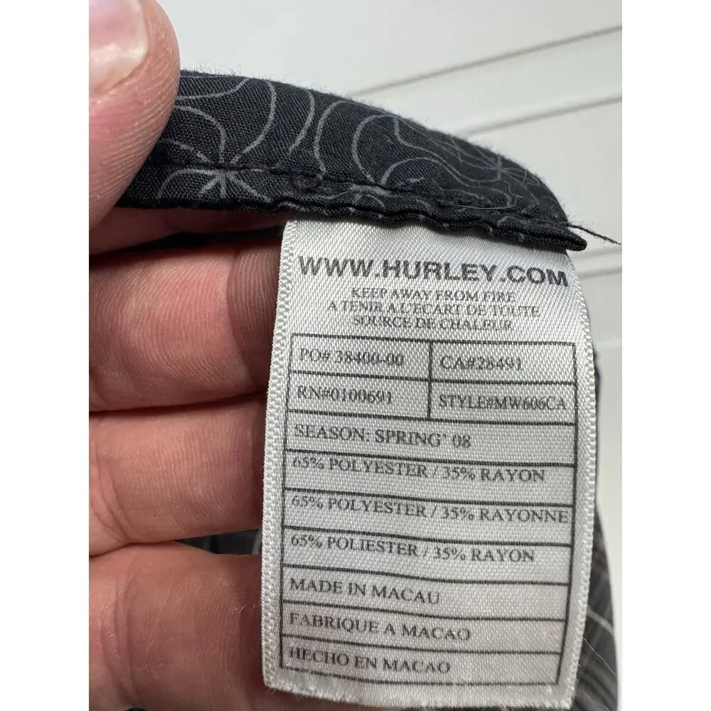 Hurley Art Department Plaid Shorts Chino Black Grey Men’s Size 32 - Picture 4 of 6